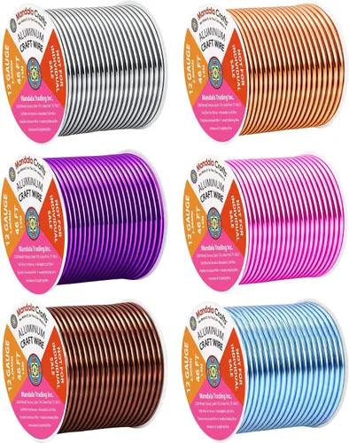 Vista 315 de Mandala Crafts - Alambre de aluminio anodizado de calibre 22 para hacer joyas - 137.2 m de alambre flexible surtido y coloreado - Doble para bonsái