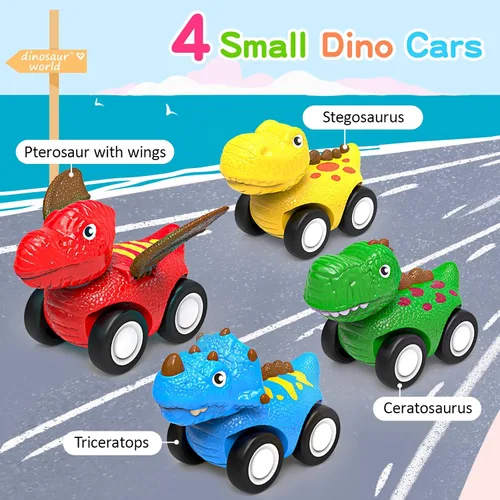 Vista 8 de ENJSD Juguetes para niños de 1, 2, 3, 4 años, juguetes 5 en 1 para edades de 2 a 4 años con 4 juguetes de dinosaurio para niños de 3 a 5 años