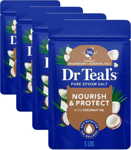 Vista 10 de Dr. Teal - Sal pura de Epsom remojada, nutre y protege con aceite de coco, 3 libras (el embalaje puede variar)
