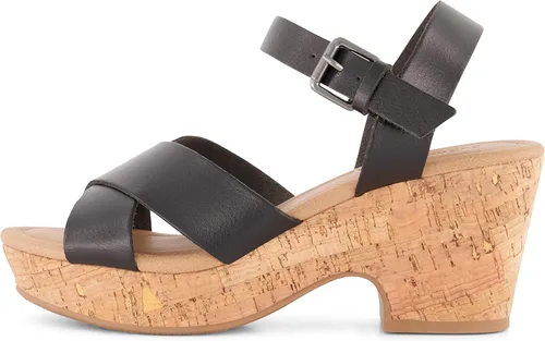 Vista 2 de CUSHIONAIRE Sandalia de cuña Rosie Cork para mujer + espuma viscoelástica