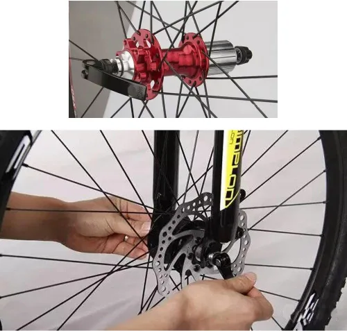 Vista 5 de Eje de bicicleta CYSKY de liberación rápida, 2 unidades, brocheta delantera y trasera, eje de rueda de bicicleta, compatible con bicicleta