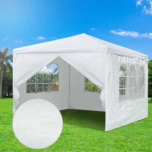 Vista 8 de Yescom Tienda de campaña blanca de 10 x 10 pies para exteriores, boda, fiesta, patio, con toldo extraíble de pared lateral para eventos de fiestas