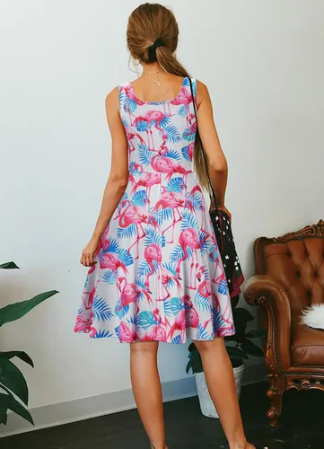 Vista 87 de uideazone - Vestido de mujer sin mangas cuello redondo de verano, para playa, casual, Midi línea A.
