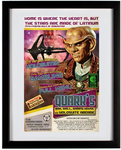 Vista 4 de Deep Space Nine Quark's Bar - Impresión artística original vintage de 11 x 17 pulgadas, regalo para fanáticos de los ovnis, divertido, humor, arte