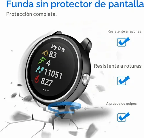 Vista 2 de Fintie Paquete de 3 fundas compatibles con el reloj inteligente Garmin Negro/transparente/oro rosa