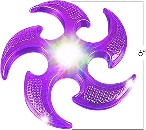 Vista 6 de ArtCreativity Juego de 2 volantes iluminados para niños, estrellas ninja voladoras para niños, juguetes voladores con pilas, divertido juguete