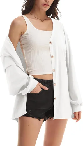 Vista 3 de Beluring Women's Shirts V Neck Long Sleeve Waffle Knit Button Up Tunic Tops Blouse