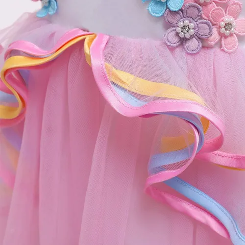 Vista 13 de REXREII Vestido largo de tul de manga larga para niñas con diadema, disfraz de Halloween, princesa, cumpleaños, Navidad, baile