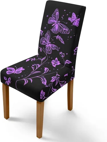 Vista 35 de Rnyleeg Juego de 1 fundas de asiento de comedor con estampado de flores azules para sillas de comedor, fundas protectoras suaves y lavables