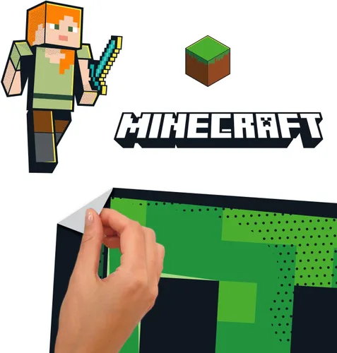 Vista 5 de RoomMates RMK5360GM Minecraft Creeper - Calcomanías de pared gigantes para despegar y pegar