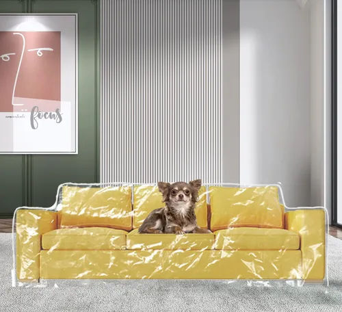 Vista 5 de wokire Funda de sofá más gruesa transparente, a prueba de agua/Funda de sofá resistente - Protección contra las garras de gatos y perros, funda