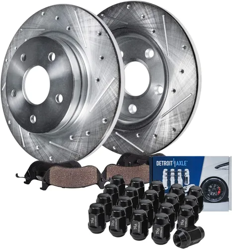 Vista 26 de Detroit Axle - Kit de freno delantero para Hyundai Nexo 2019-2024, rotores de freno perforados y ranurados, pastillas de freno de cerámica