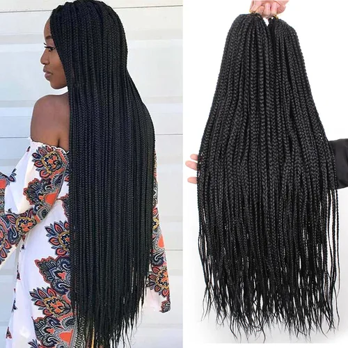 Vista 7 de Unionbeauty - Paquete de 8 trenzas de caja Goddess de cabello a ganchillo, 144 mechones por lote, trenzas de ganchillo preenlazadas, trenzas de caja