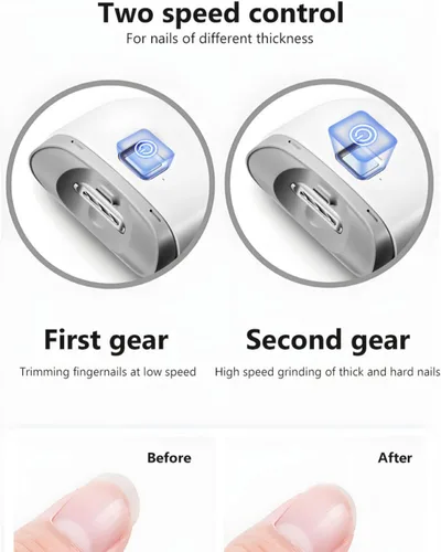 Vista 3 de Nuevo cortaúñas eléctrico recargable para adultos, niños y bebés, ligero, doble velocidad, ultra silencioso, almacenamiento integrado, portátil
