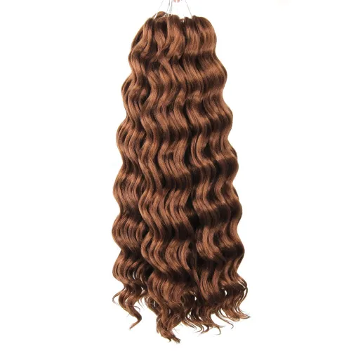 Vista 34 de Pelo de onda marina con trenzas de ganchillo, 6 pulgadas, 8 paquetes, trenzas rizadas suaves y profundas, extensiones de pelo sintético ondulado