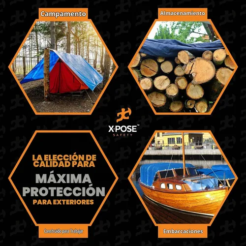 Vista 2 de Xpose Safety - Lona de polietileno ligera azul – Funda protectora multiusos, paño de goteo – duradero, impermeable, resistente a la intemperie