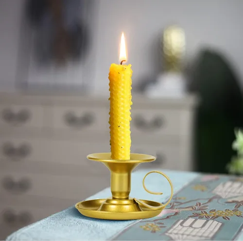 Vista 7 de Portavelas – 2 portavelas de hierro retro dorado para centros de mesa para bodas, fiestas, Navidad, decoración de mesa del hogar (dorado, 2 unidades)