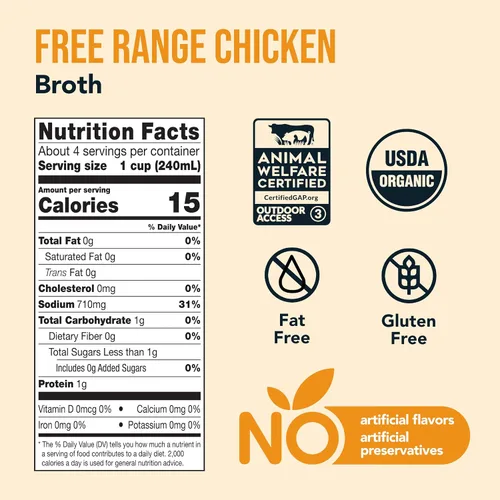 Vista 2 de Imagine Caldo de pollo orgánico de corral libre, 32 onzas líquidas (paquete de 6)