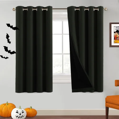 Vista 16 de PrinceDeco Cortinas 100% opacas de 54 pulgadas de largo, completamente opacas, tratamiento de ventanas, cortinas forradas con aislamiento térmico