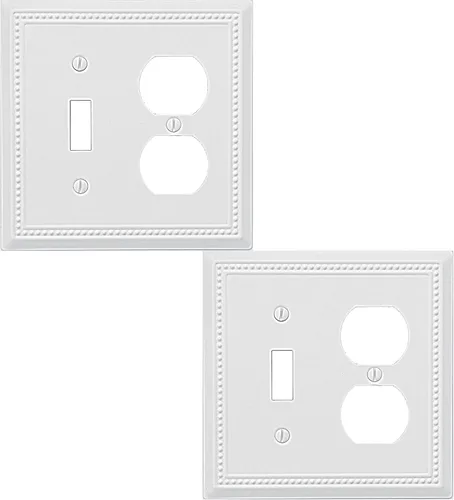 Vista 69 de OKAWYC Belaire - Cubierta para interruptor de luz de decoración individual, placa de pared de metal con cuentas, paquete de 4 unidades de bronce