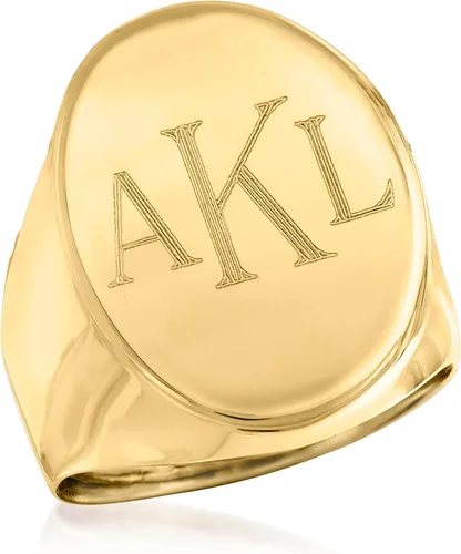 Vista 4 de Ross-Simons Italian 14kt Yellow Gold Oval Personalized Signet Ring