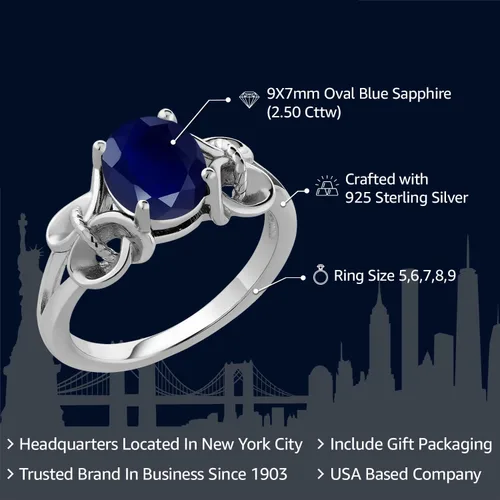 Vista 2 de Gem Stone King Anillo de compromiso ovalado con piedra natal para mujer, plata de ley 925, ovalado de 0.354 x 0.276 in, anillo de compromiso