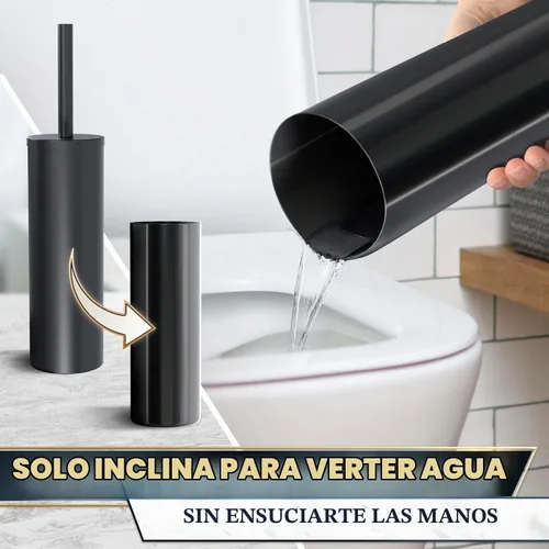 Vista 8 de Juego de escobilla y soporte de inodoro negro, independiente, protección