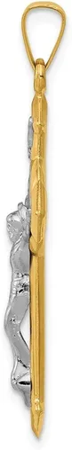 Vista 2 de Oro amarillo de 14 quilates patrón católico de dos tonos medalla de San Benito colgante de cruz INRI dije de crucifijo 1260in x 0748in Metal