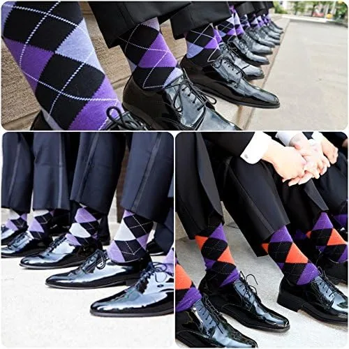 Vista 3 de USBingoshop Calcetines de algodón para hombre, diseño de rombos a rayas, color negro