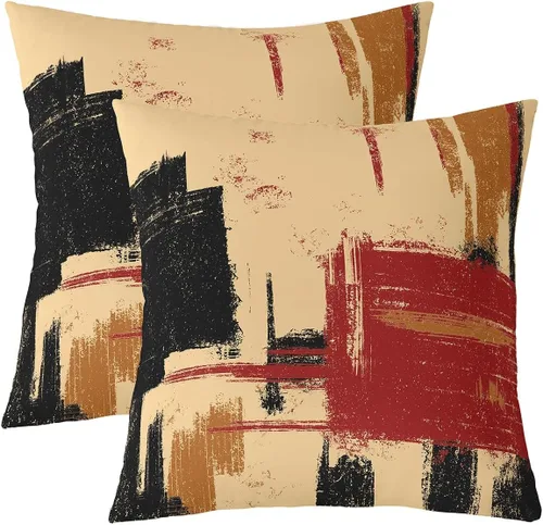 Vista 29 de Juego de 2 fundas de almohada abstractas de 16 x 16 pulgadas para niños, niñas, adolescentes, decoración de dormitorio, moderna a rayas, decoración