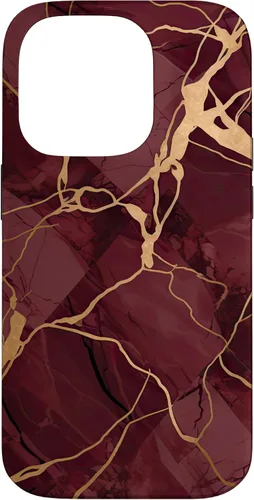 Vista 17 de iPhone 16 Burgundy and Yellow Metamorphic Pattern Case