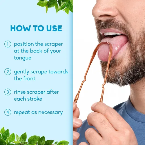 Vista 4 de The Humble Co - Raspador de lengua para adultos y niños, paquete de 2, limpiador de lengua 100% cobre que ayuda a eliminar el mal aliento