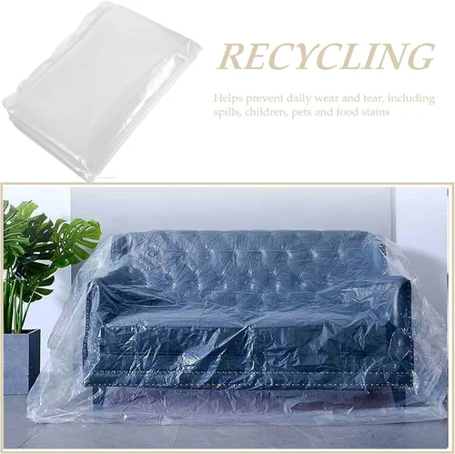 Vista 4 de SEWACC Thick Transparent Sofa Cover Protector Couch Slipcover Furniture Shield for Pets Scratch Resistant Easy Clean PE Material Fits Small Loveseat