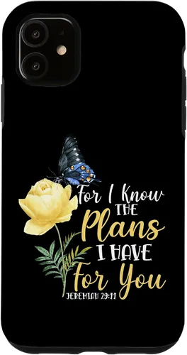 Vista 8 de iPhone 16 Christian Bible Verse Butterfly Rose Flower Jeremiah 29:11 Case