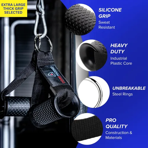 Vista 2 de Core Prodigy Asas de ejercicio resistentes - Accesorios de agarre para poleas de máquinas de cable, equipos de gimnasio, bandas de resistencia