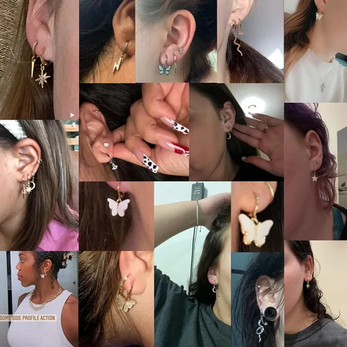 Vista 2 de 91012 Pairs Mini Hoop Earrings with Multi-style Charm Dangling for Women and Girls