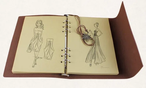 Vista 4 de Cuaderno de escritura de cuero, cuaderno de espiral náutico vintage, cuaderno de bocetos, diario de viaje para escribir con páginas en blanco y Negro
