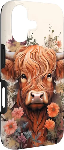 Vista 3 de Highland Cow Flowers Case for iPhone 17