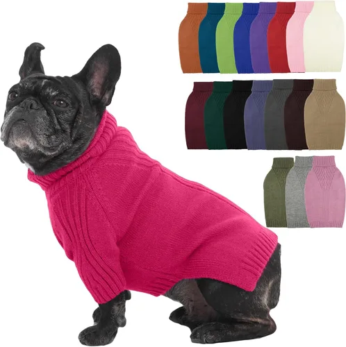 Vista 10 de IECOii Suéter de perro salchicha de cuello alto para perros pequeños, medianos y hembras, elástico y transpirable, abrigo de punto cálido, para Negro
