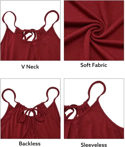 Vista 5 de ULTRANICE - Minivestido para mujer de estilo casual, con estampado floral, cuello en V, tirantes delgados y espalda descubierta para el verano