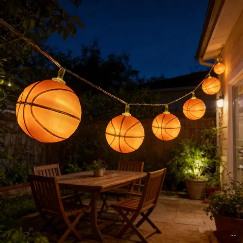 Vista 2 de Luces de Cadena de Baloncesto, 14 pies 20 LED Alimentadas por Batería para Interiores, Decoración Deportiva Pelota Fiesta Temática Deportiva Luces