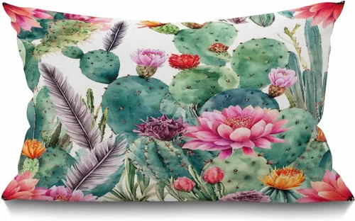 Vista 6 de Smooffly Funda de almohada rectangular oblonga estilo granja con palmeras, hojas vívidas y realistas de crecimiento de palmeras, temática
