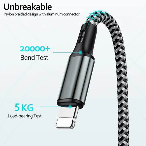 Vista 6 de Puxnoin Cable de carga múltiple de 6 pies, paquete de 2 cables de carga múltiple 4 en 1, cable universal de carga rápida USB múltiple con tipo C
