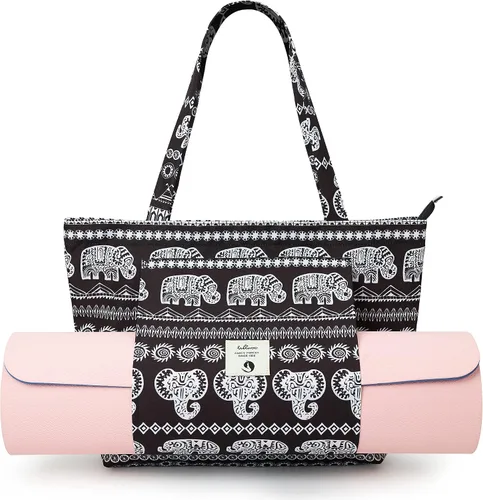 Vista 12 de Bolsas de yoga WLLWOO WLLWOO para mujeres con porta-mats de yoga, bolsa de lona para llevar, para pilates, para el hombro, para viajes, oficina
