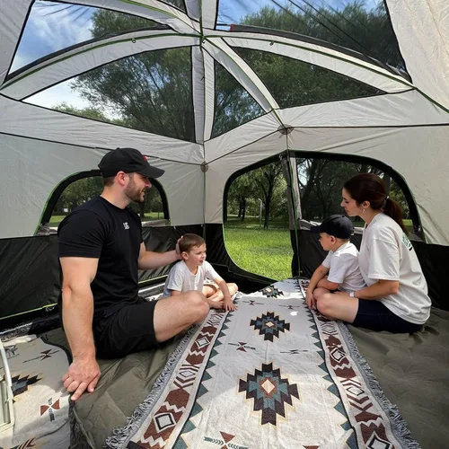 Vista 9 de Happy Travel Tent 6 Person Tents for Camping, Waterproof Easy Setup Camping Tent with Rainfly, Portable Large Family Cabin Tent with 5 Large Mesh