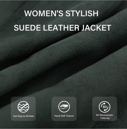 Vista 7 de Bellivera Chaquetas de cuero sintético para mujer, abrigo corto de moda para primavera e invierno