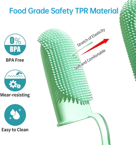Vista 2 de Paquete de 2 cepillos de dientes para perro, cerdas envolventes de 135º para facilitar la limpieza de los dientes, cepillo de dientes