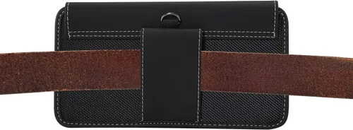 Vista 5 de Bolsa negra para teléfono celular para hombres, soporte horizontal para teléfono celular, funda universal para cinturón para teléfono inteligente