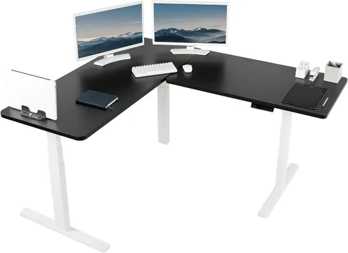 Vista 11 de VIVO DESK-KIT-3E8BO - Escritorio eléctrico de altura ajustable de 83 x 60 pulgadas para trabajar de pie, con 2 cubiertas sólidas de bambú, marco