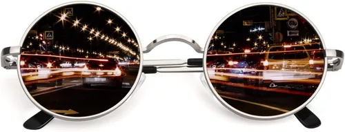 Vista 95 de CGID Gafas de sol unisex polarizadas redondas E01 Lennon